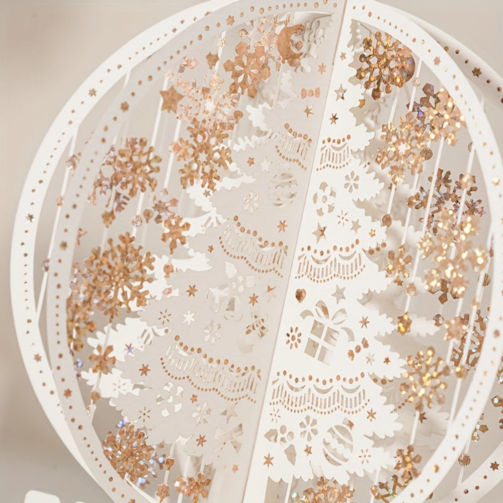 3D-julkort med julgran – Vitt – Dekoration – 3D-julkort – Pop-up-julkort-Mira Lina