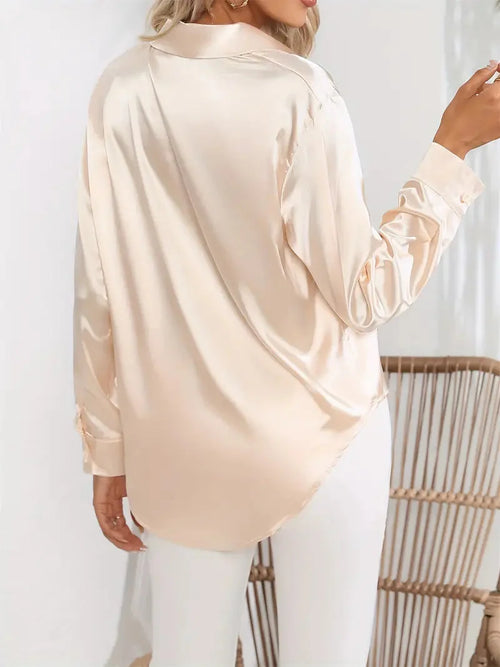 Alison Glansväv Blus | Elegant skjorta med knappar för kvinnor-Mira Lina