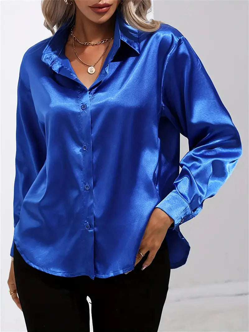 Alison Glansväv Blus | Elegant skjorta med knappar för kvinnor-Mira Lina