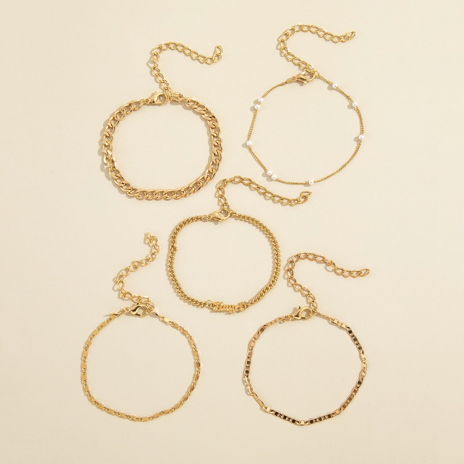 Armbandsset – Kromton – Gul metallton – Armband för kvinnor – Dam smycken-Mira Lina