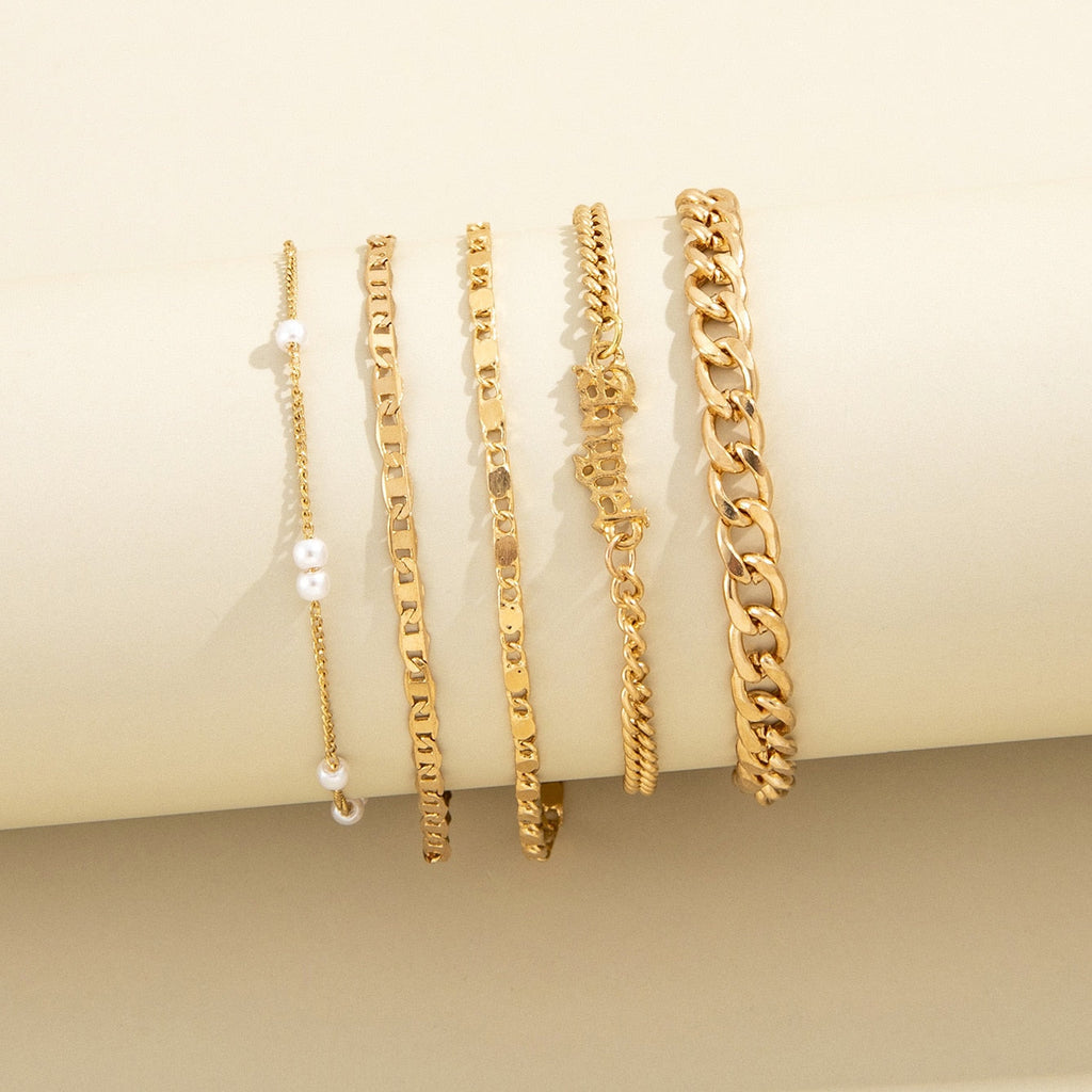 Armbandsset – Kromton – Gul metallton – Armband för kvinnor – Dam smycken-Mira Lina