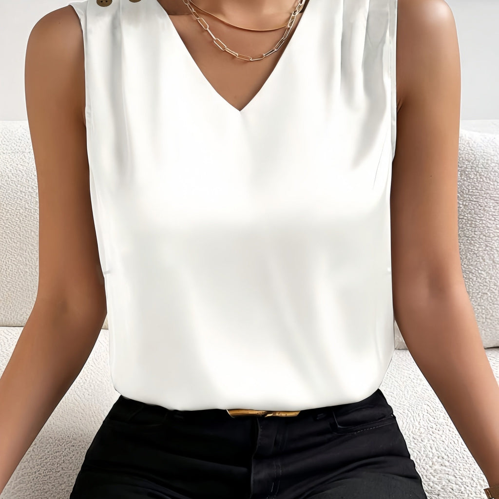 Ärmlös topp | Elegant | V-ringad | Sommartopp | Damtop-Mira Lina