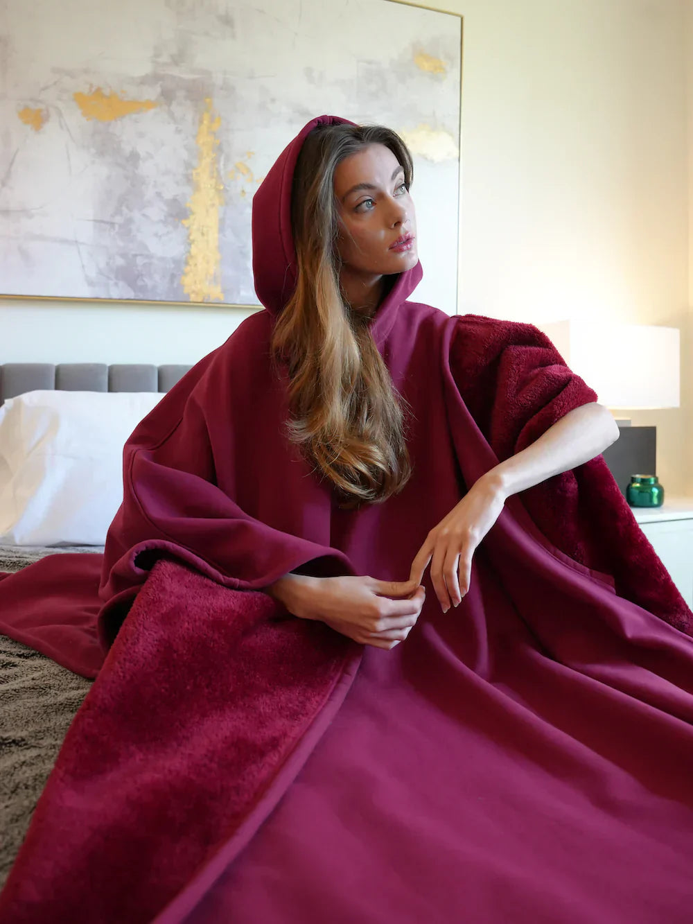 Blanket Hoodie - Oversized hoodie i mysig fleece för kvinnor Loungewear-Mira Lina