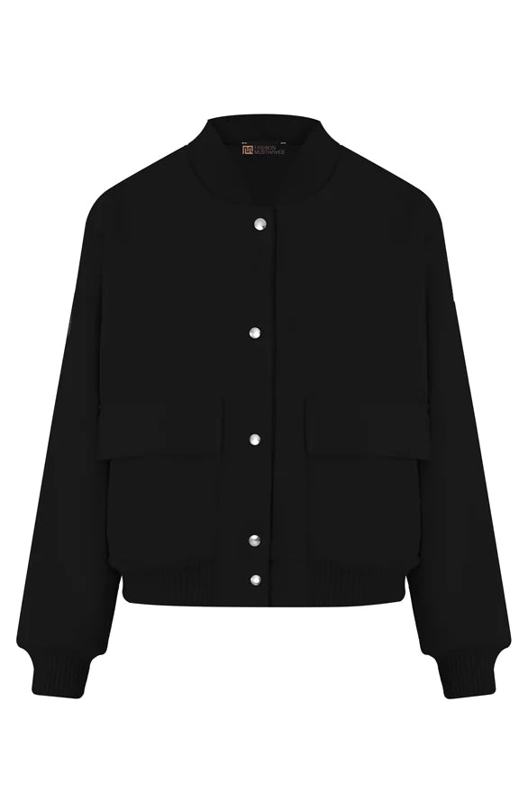 Bomberjacka - Kort aviatorjacka med knappar för kvinnor-Mira Lina