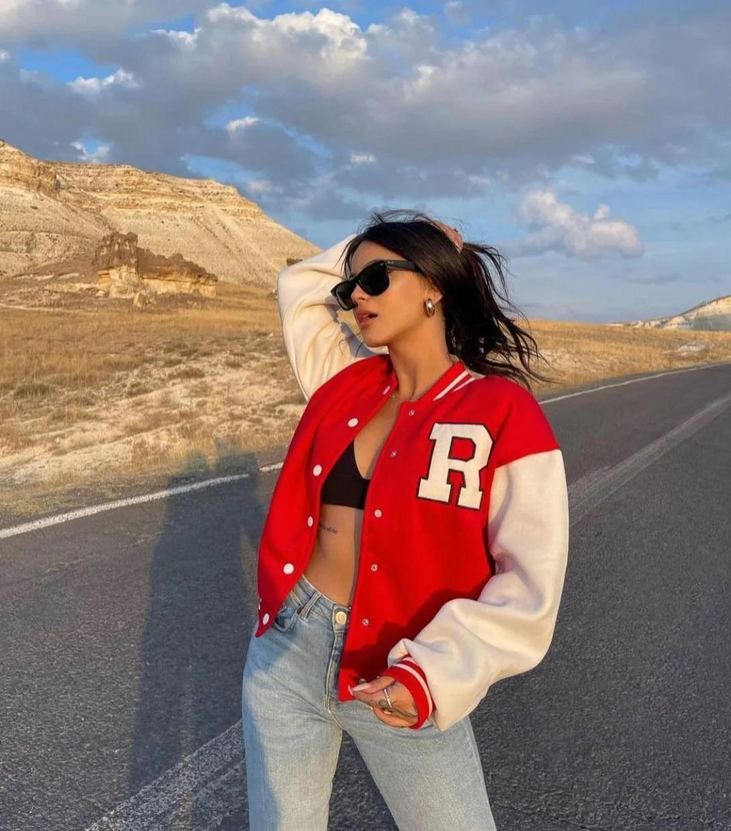 Bomberjacka | Oversized | Knäppbar | Baseballjacka | Damjacka-Mira Lina