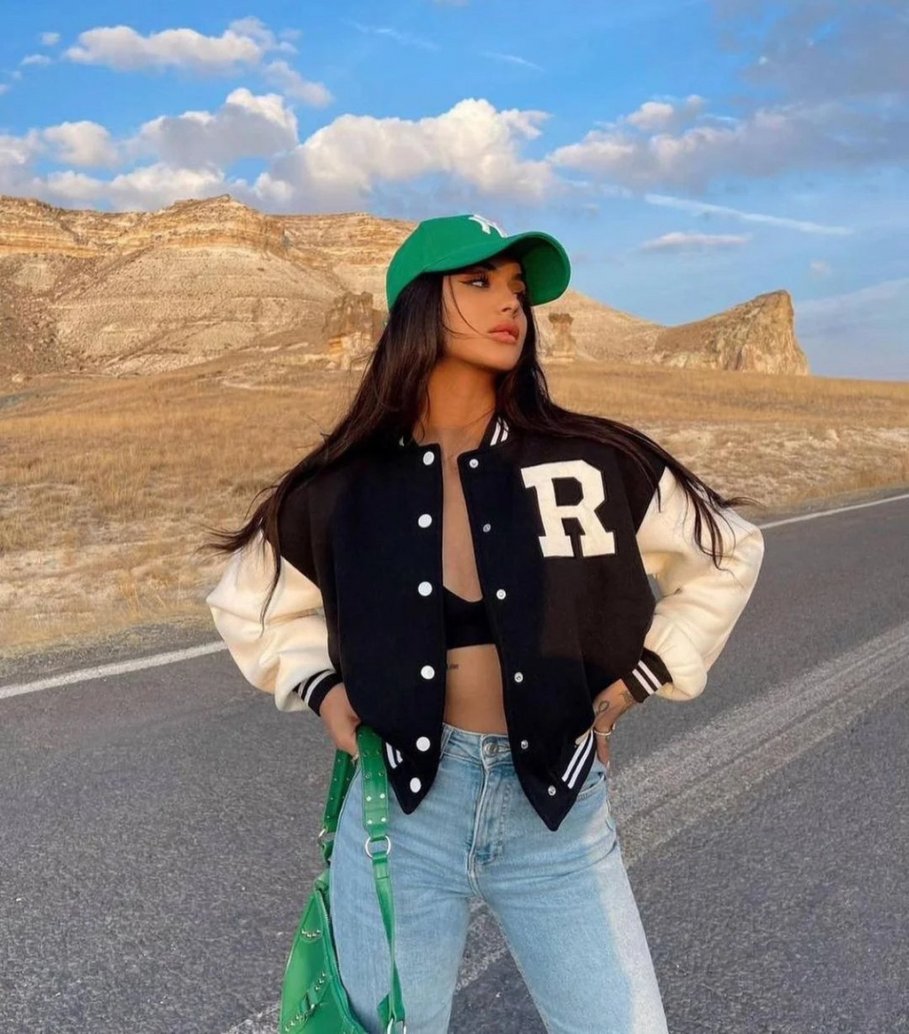 Bomberjacka | Oversized | Knäppbar | Baseballjacka | Damjacka-Mira Lina