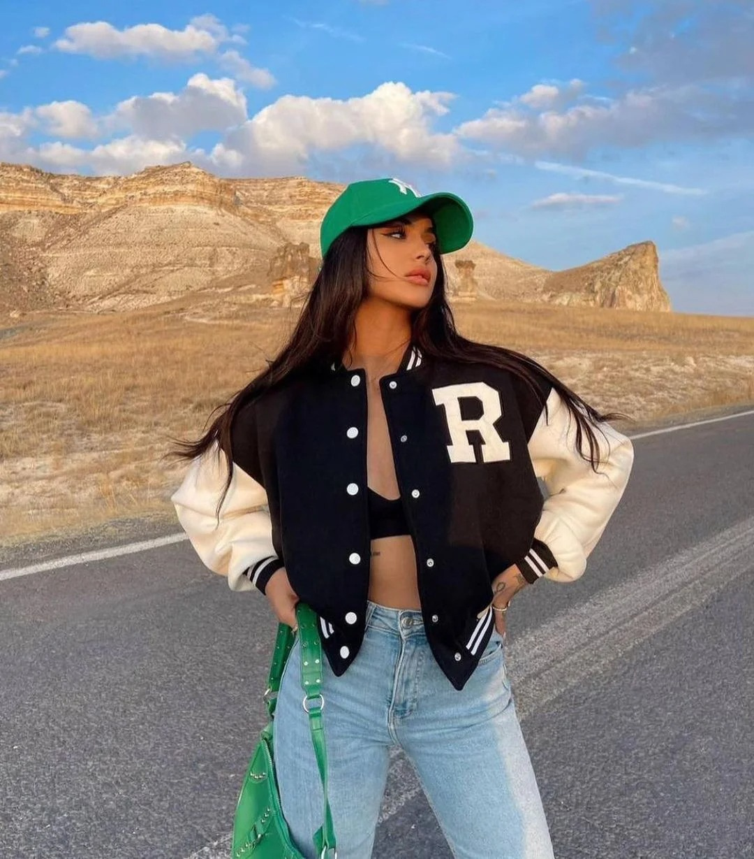 Bomberjacka | Oversized | Knäppbar | Baseballjacka | Damjacka-Mira Lina