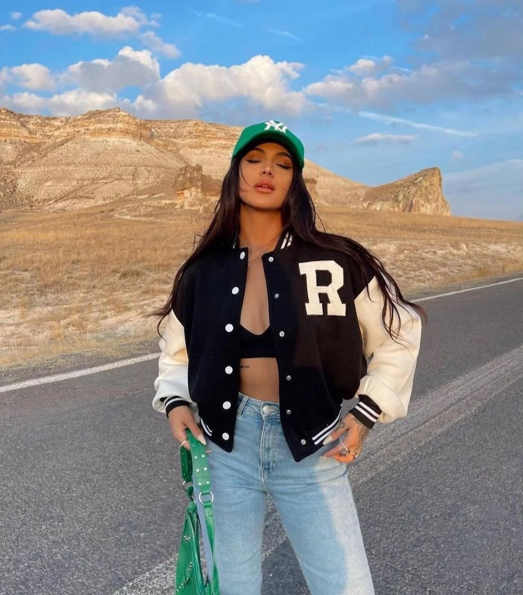 Bomberjacka | Oversized | Knäppbar | Baseballjacka | Damjacka-Mira Lina