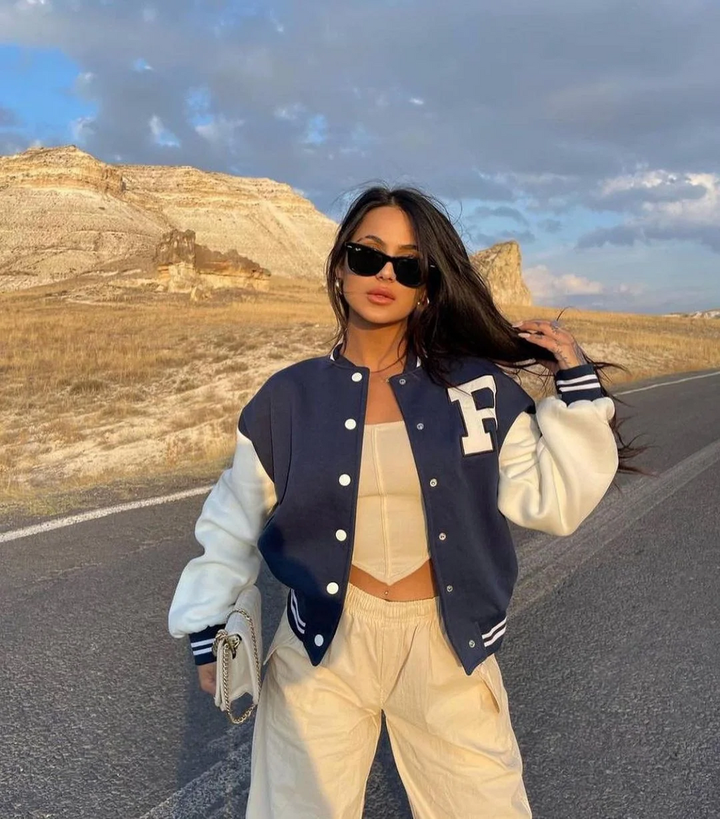 Bomberjacka | Oversized | Knäppbar | Baseballjacka | Damjacka-Mira Lina