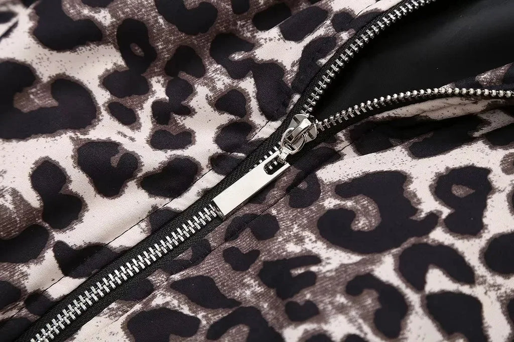 Bomberjacka med leopardmönster | Oversized | Dragkedja | Leopardjacka | Damjacka-Mira Lina