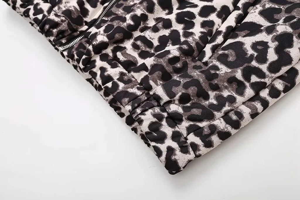 Bomberjacka med leopardmönster | Oversized | Dragkedja | Leopardjacka | Damjacka-Mira Lina