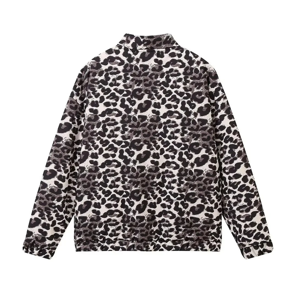Bomberjacka med leopardmönster | Oversized | Dragkedja | Leopardjacka | Damjacka-Mira Lina