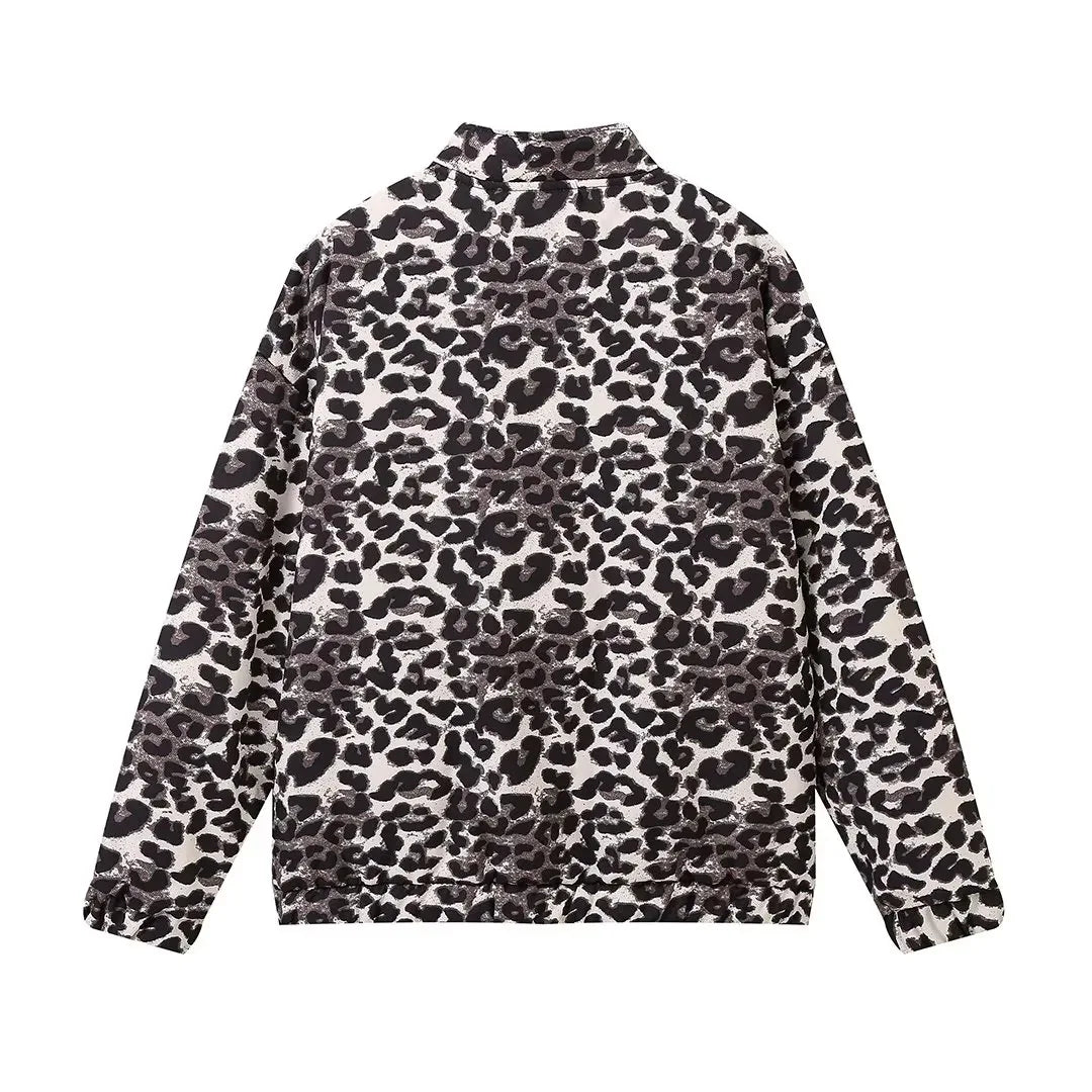 Bomberjacka med leopardmönster | Oversized | Dragkedja | Leopardjacka | Damjacka-Mira Lina