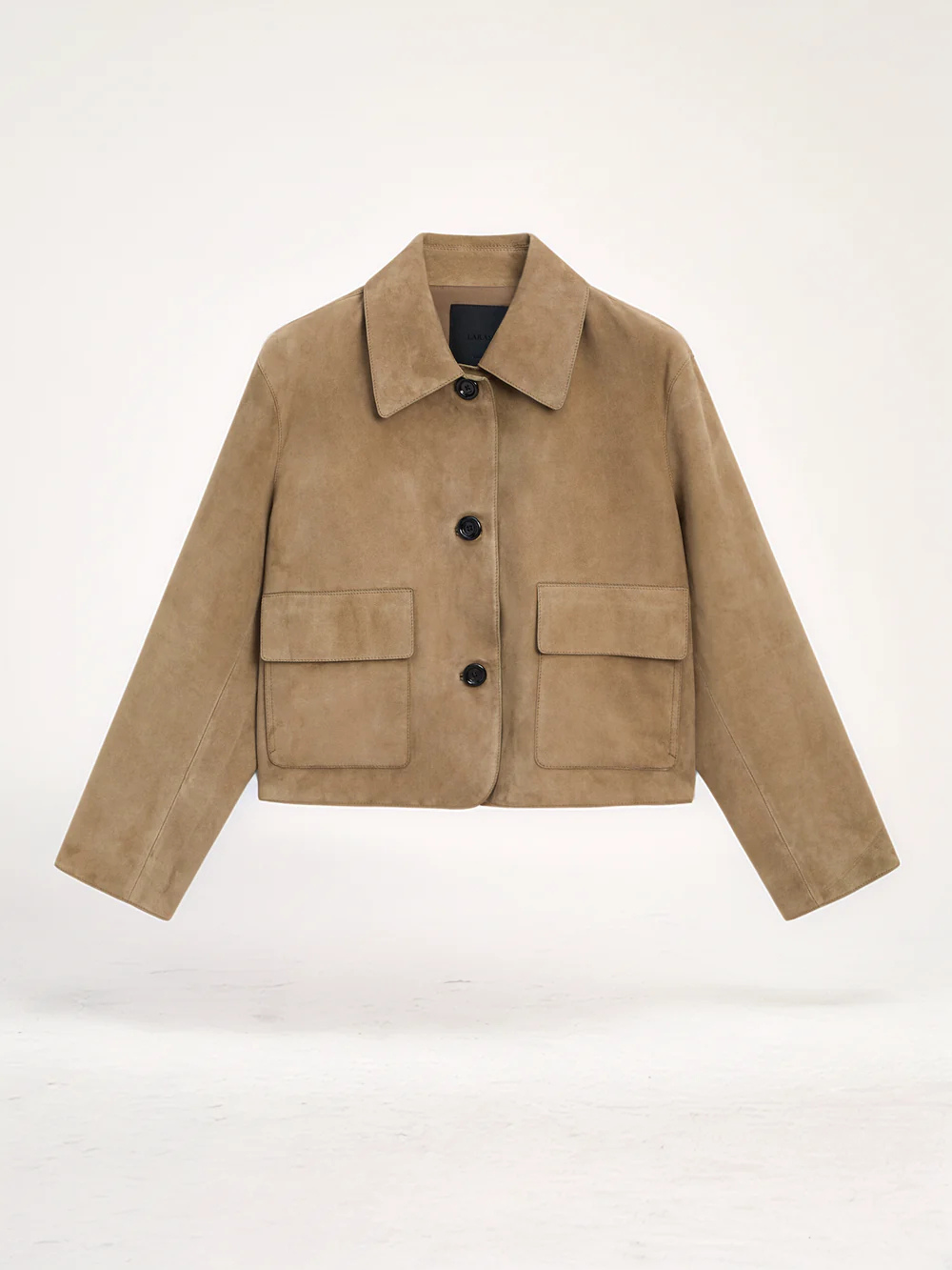 Borstad Mikrofiber Jacka – kort – knäppning – brun jacka – damjacka-Mira Lina