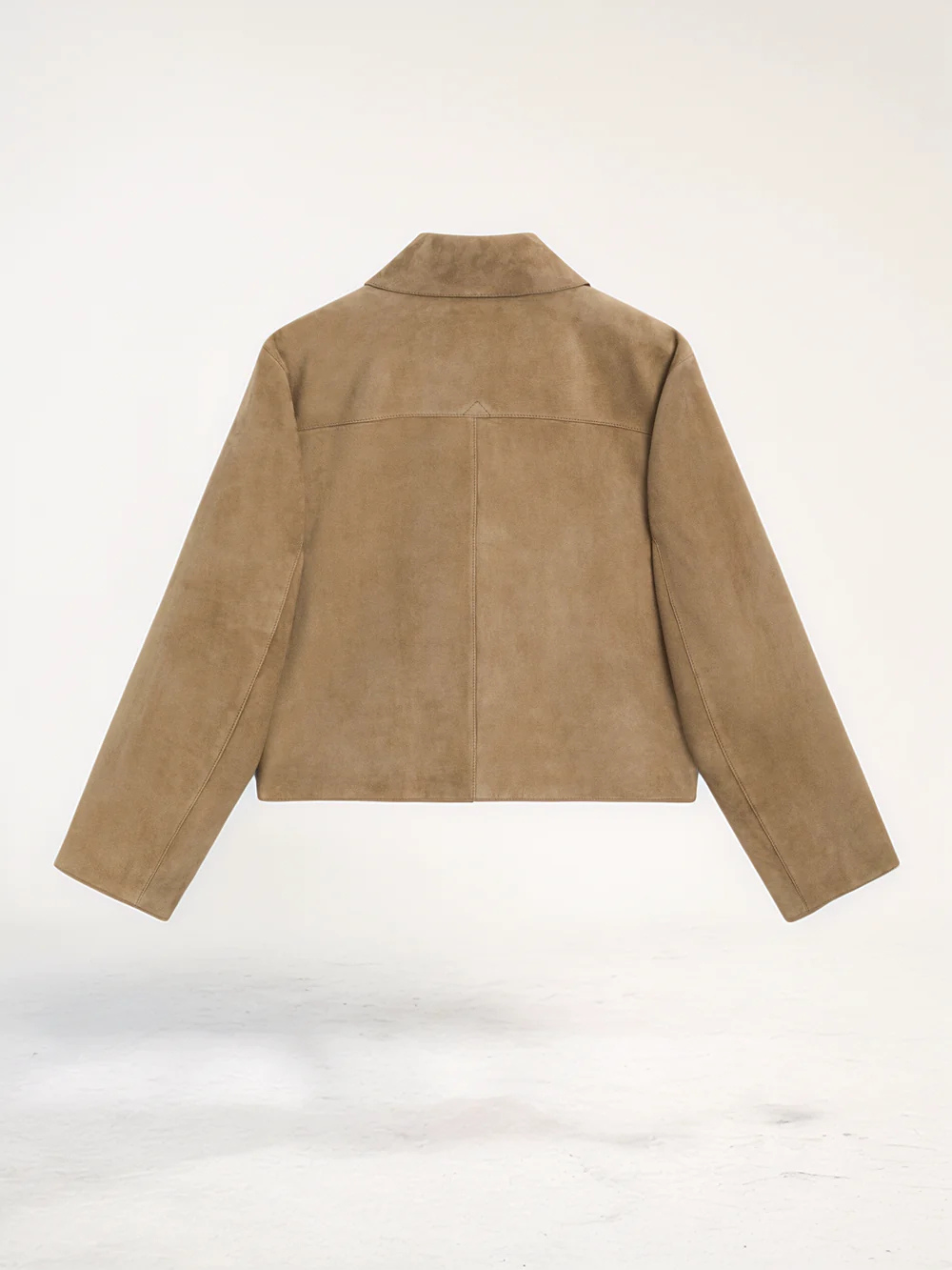 Borstad Mikrofiber Jacka – kort – knäppning – brun jacka – damjacka-Mira Lina