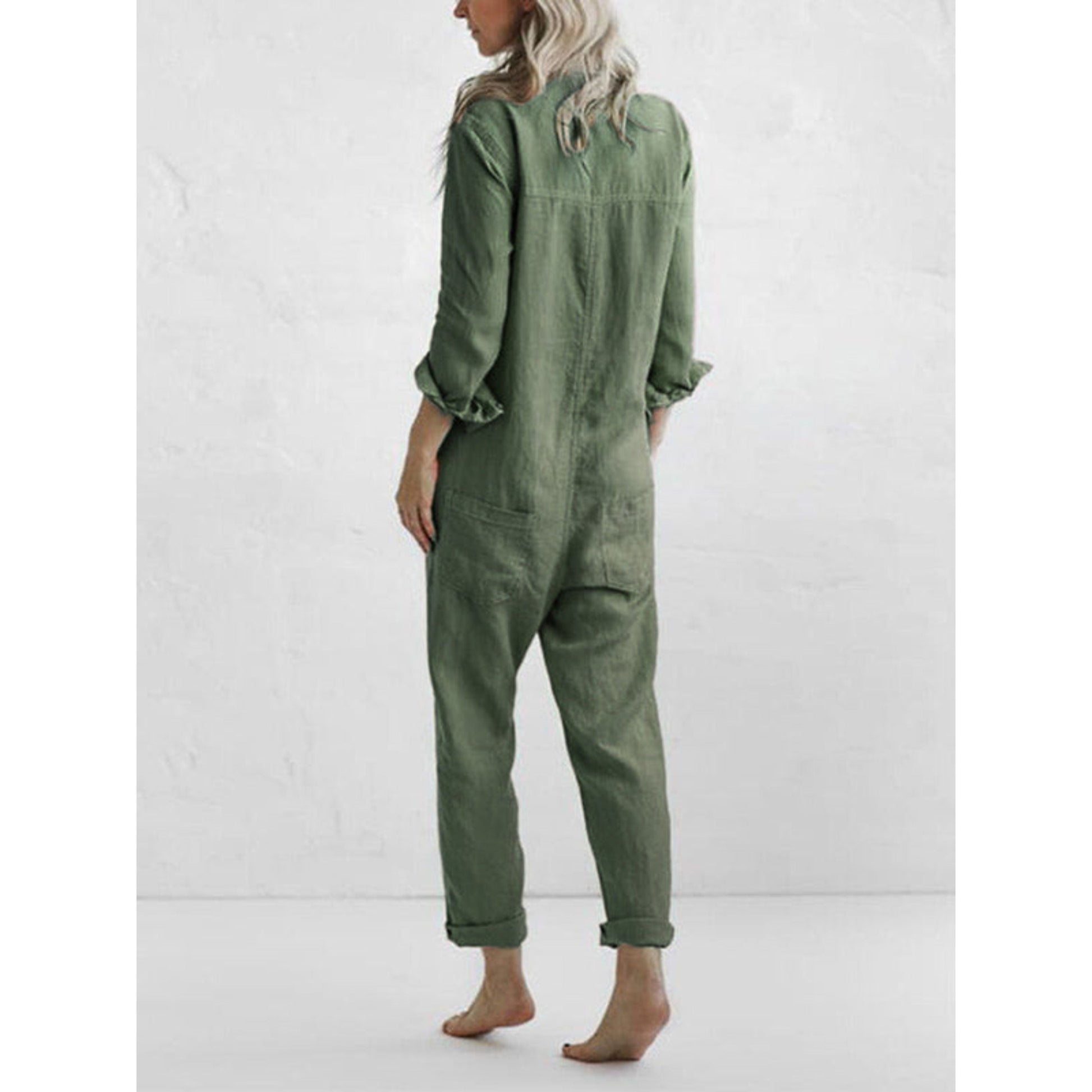 Casual Jumpsuit - Långärmad - Knäppt - Boilerdräkt - Jumpsuit för kvinnor-Mira Lina