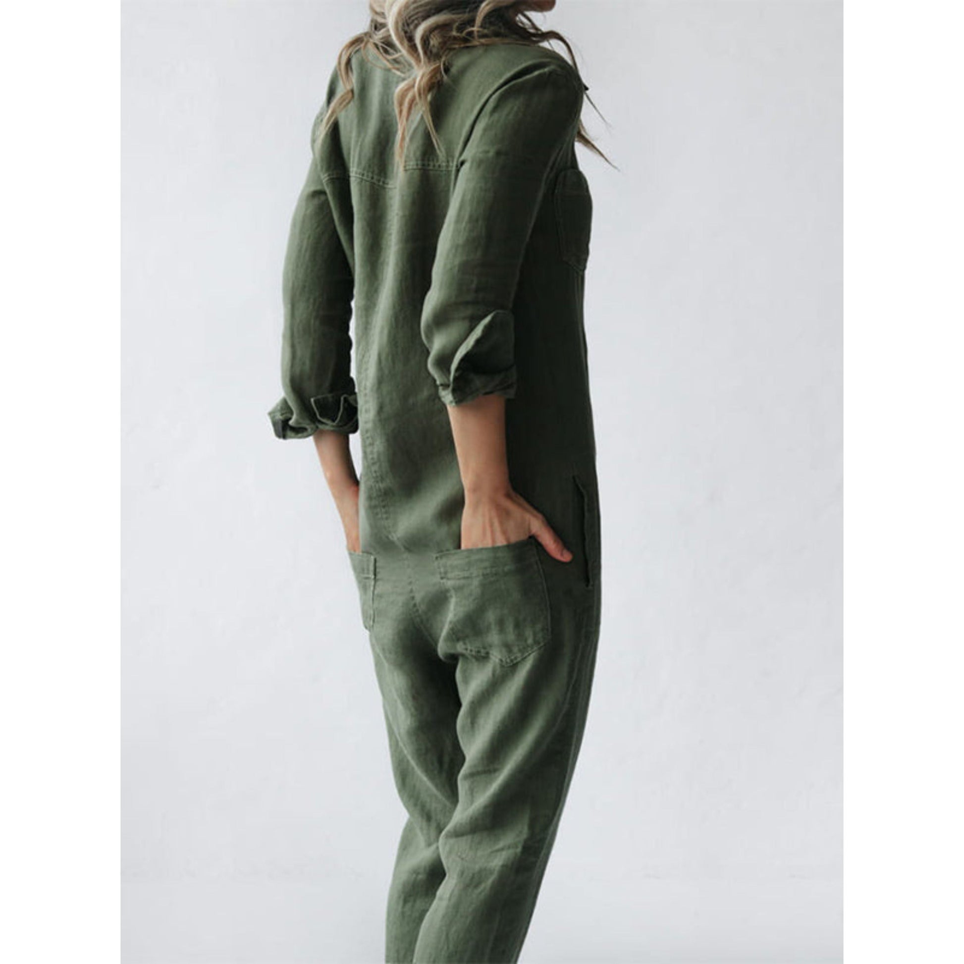 Casual Jumpsuit - Långärmad - Knäppt - Boilerdräkt - Jumpsuit för kvinnor-Mira Lina