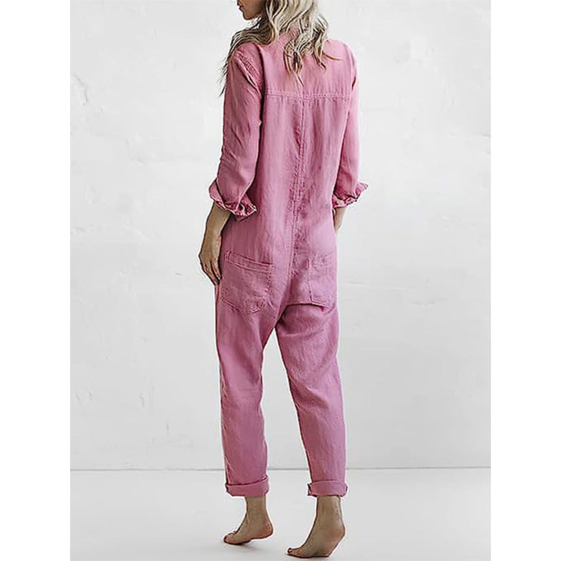 Casual Jumpsuit - Långärmad - Knäppt - Boilerdräkt - Jumpsuit för kvinnor-Mira Lina