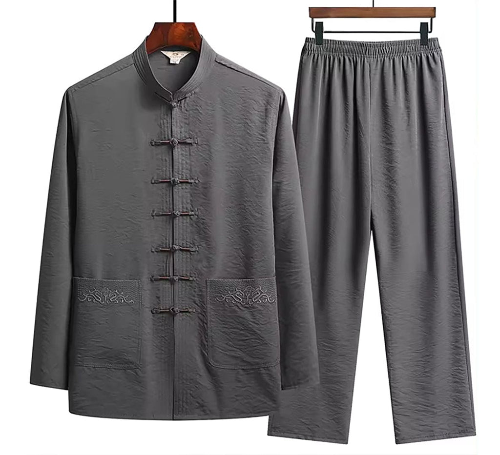 Co-Ord Set - Tvådelat set i slubväv med lång ärm för kvinnor Eastern-Mira Lina