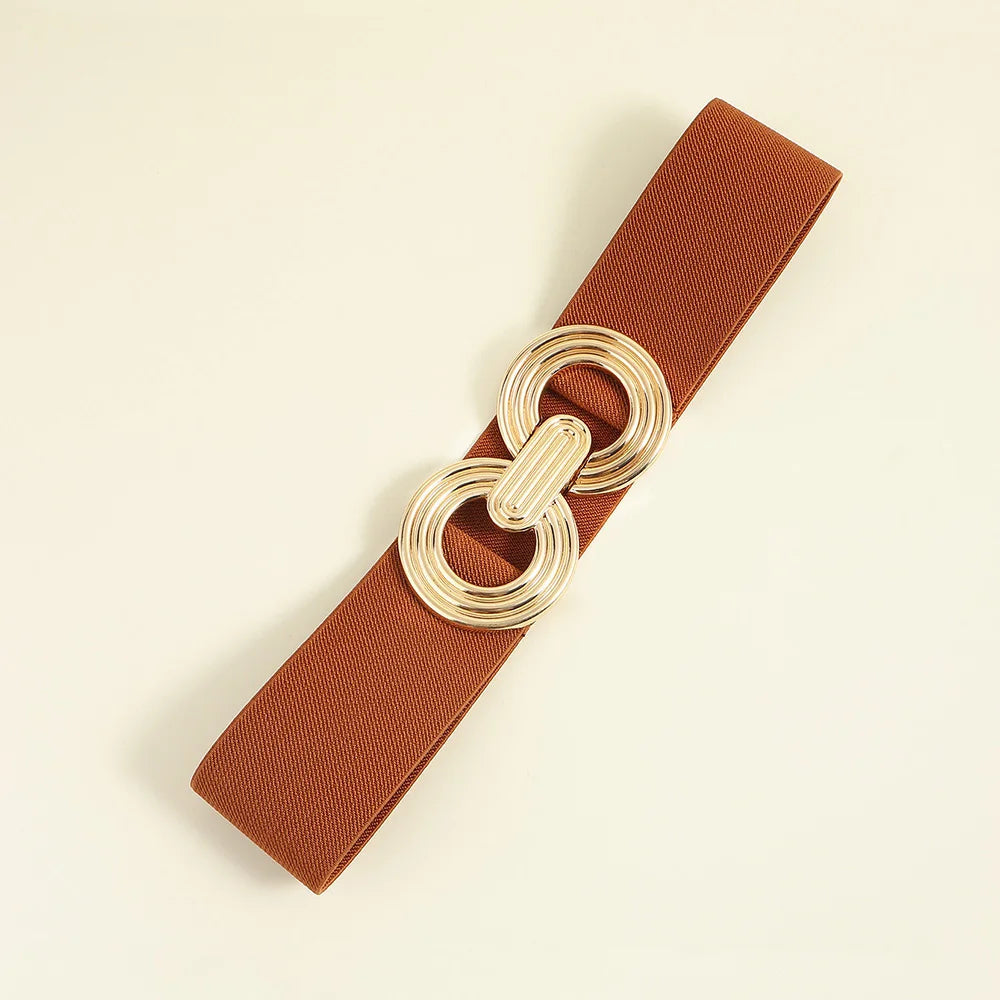 Dam Bälte - Stretch - Gul metallton spänne - Elastiskt bälte - Midjebälte-Mira Lina