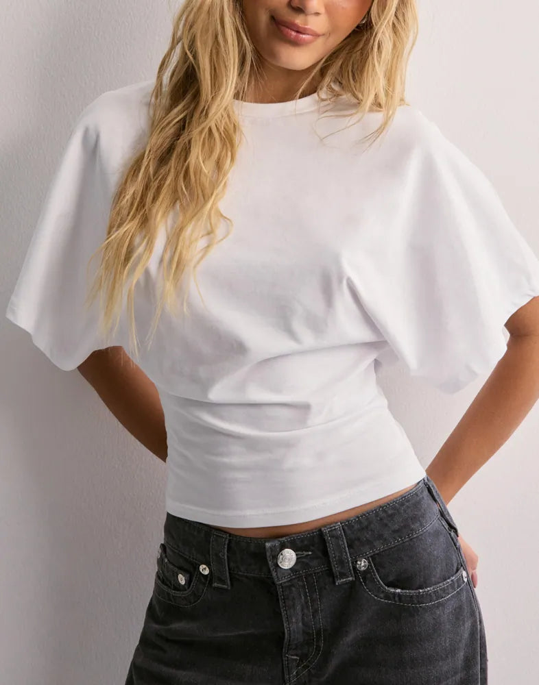 Dam-T-shirt – Vida ärmar – rund hals – batwing-T-shirt – damblus-Mira Lina