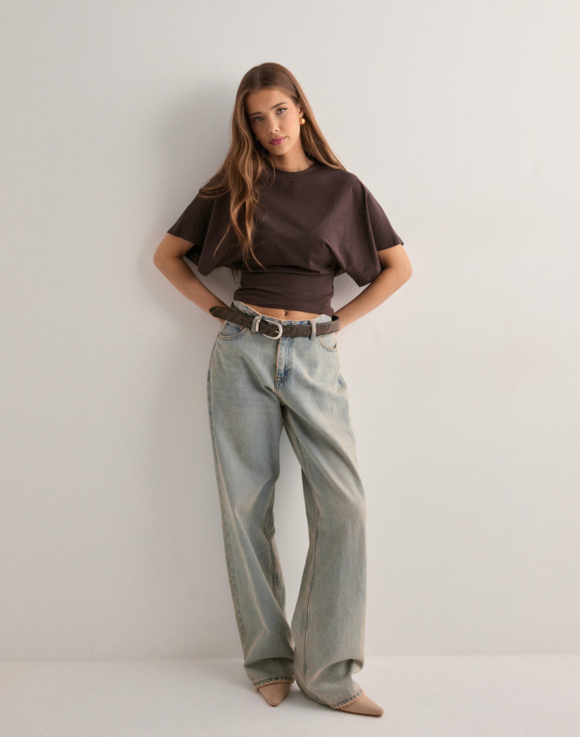 Dam-T-shirt – Vida ärmar – rund hals – batwing-T-shirt – damblus-Mira Lina