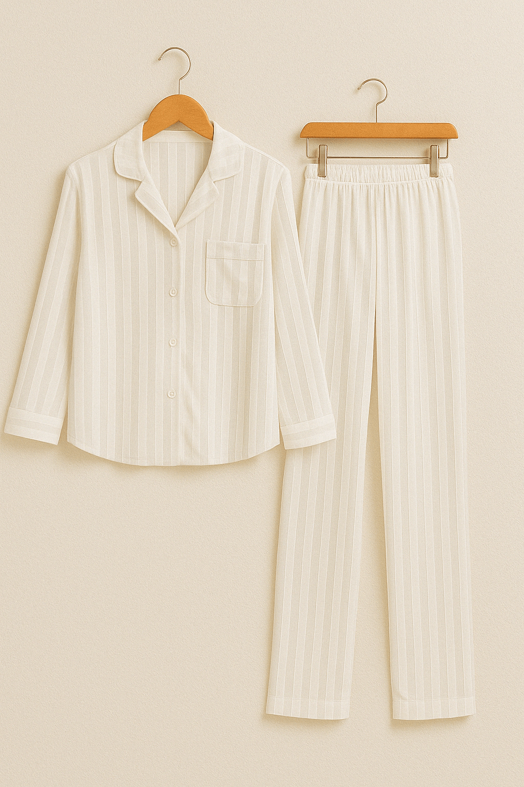 Dampyjamas - Randig - Långärmad - Glansvävpyjamas - Pyjamaset-Mira Lina
