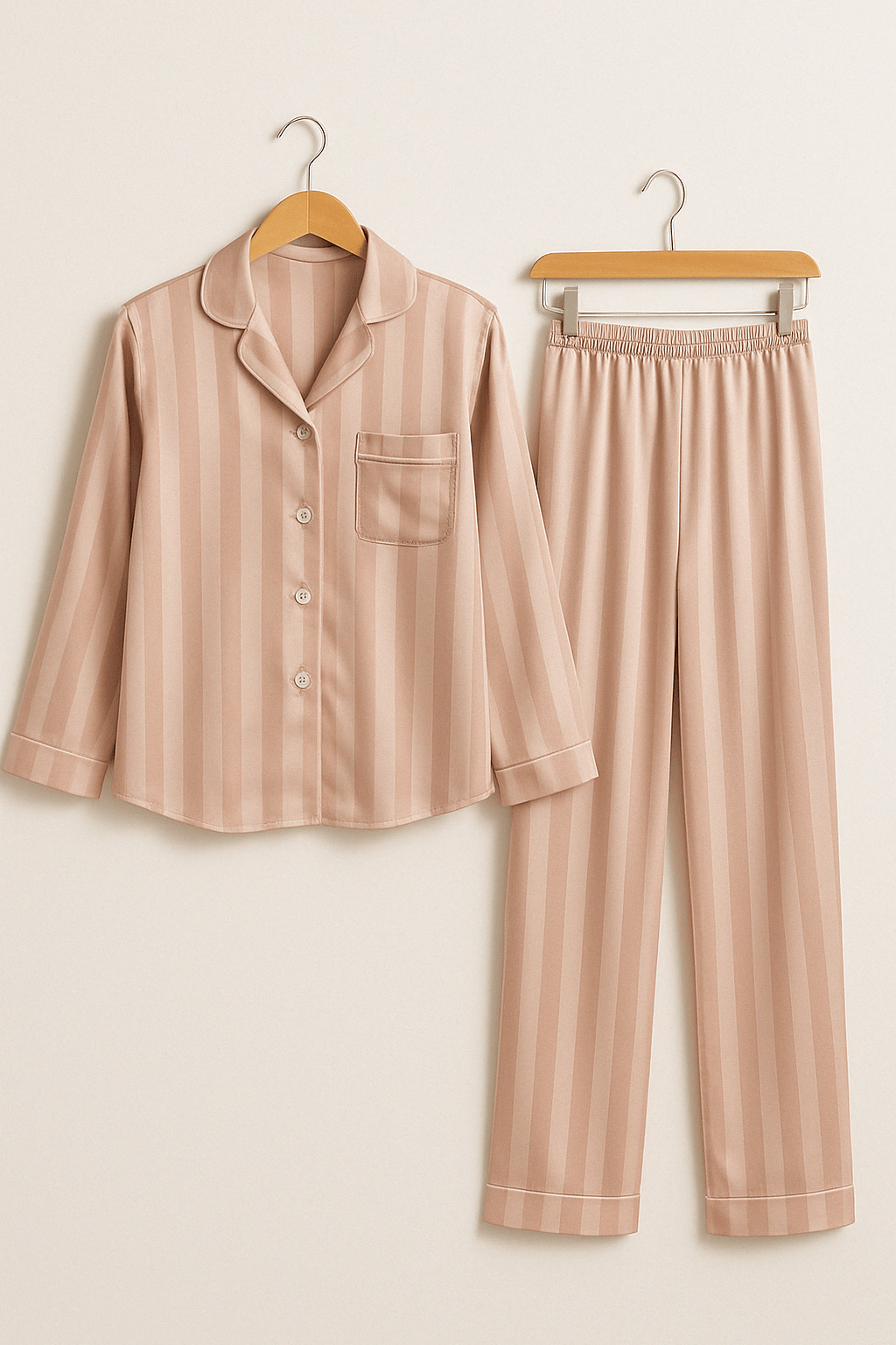 Dampyjamas - Randig - Långärmad - Glansvävpyjamas - Pyjamaset-Mira Lina