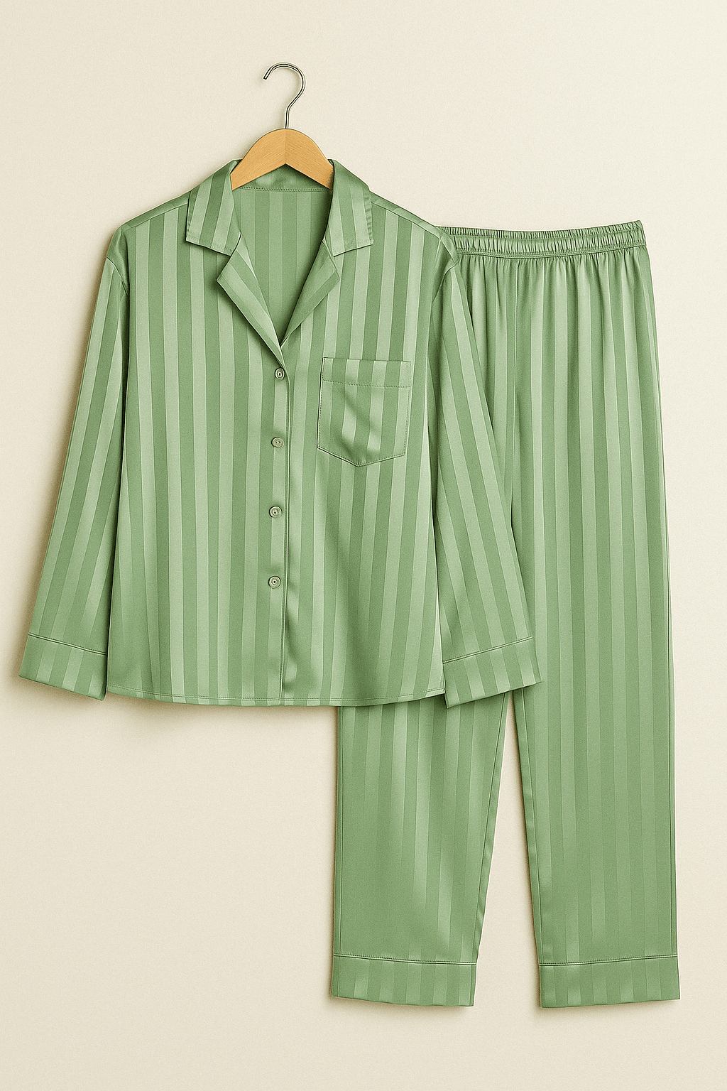 Dampyjamas - Randig - Långärmad - Glansvävpyjamas - Pyjamaset-Mira Lina