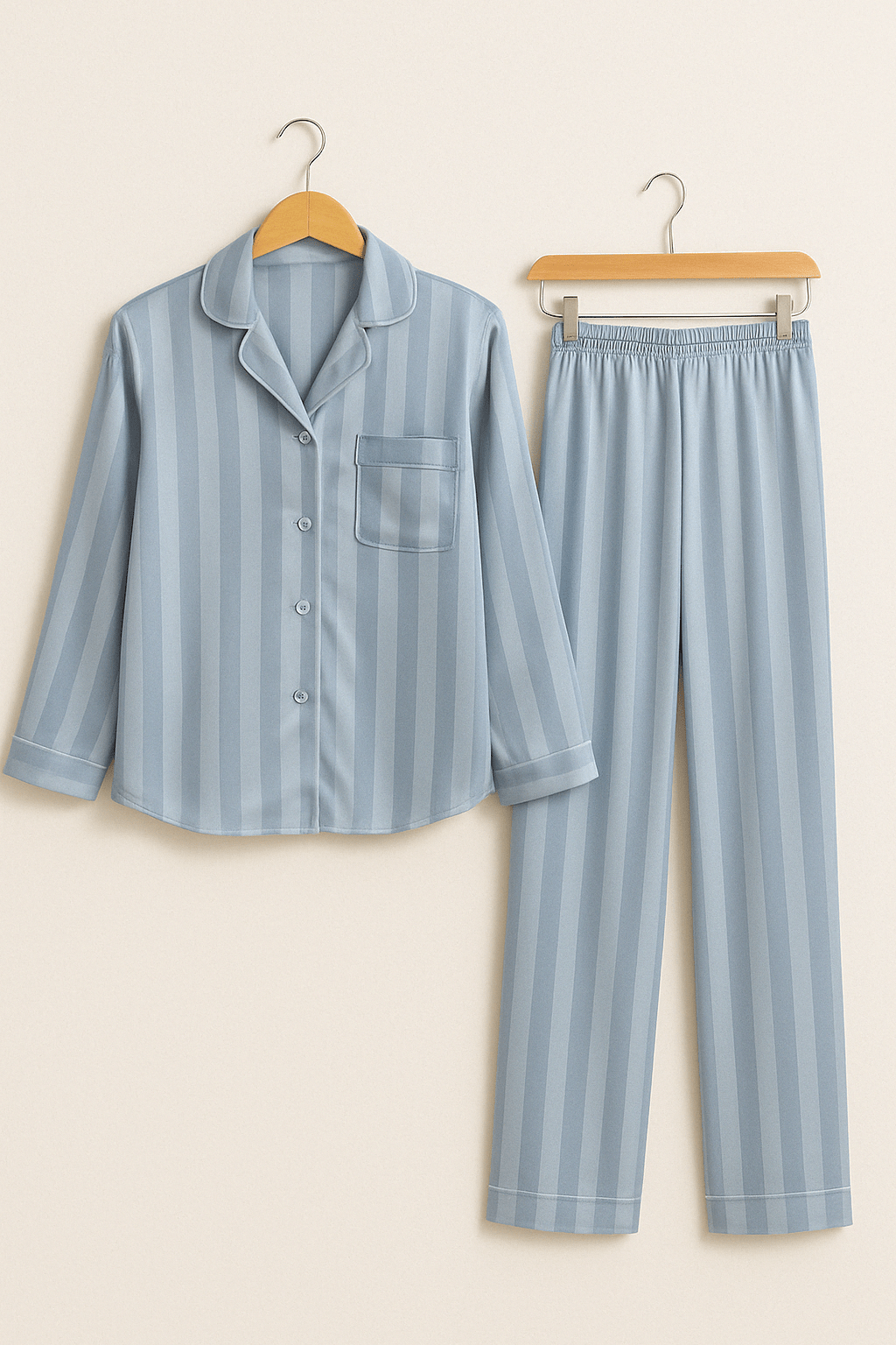 Dampyjamas - Randig - Långärmad - Glansvävpyjamas - Pyjamaset-Mira Lina