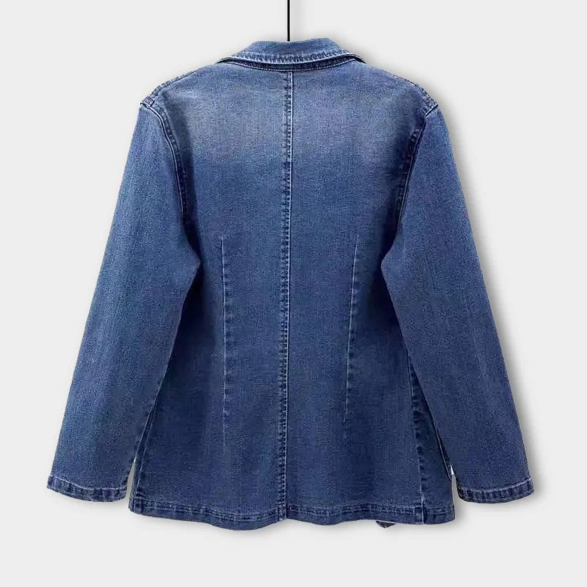 Denim Blazer - Casual Loose Fit Enkelknäppt Blazerjacka i denim för kvinnor-Mira Lina