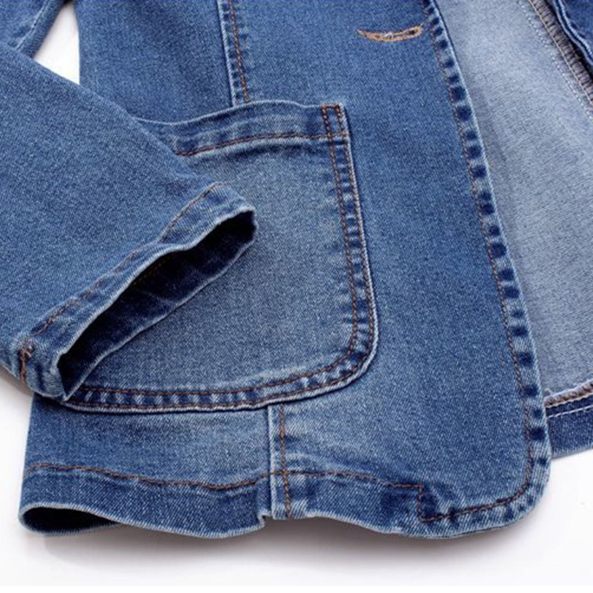 Denim Blazer - Casual Loose Fit Enkelknäppt Blazerjacka i denim för kvinnor-Mira Lina