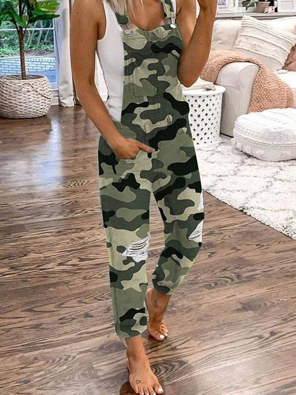 Denim Overalls - Rippade - Ärmlösa - Denim Dungarees - Jumpsuit Denim Dam-Mira Lina