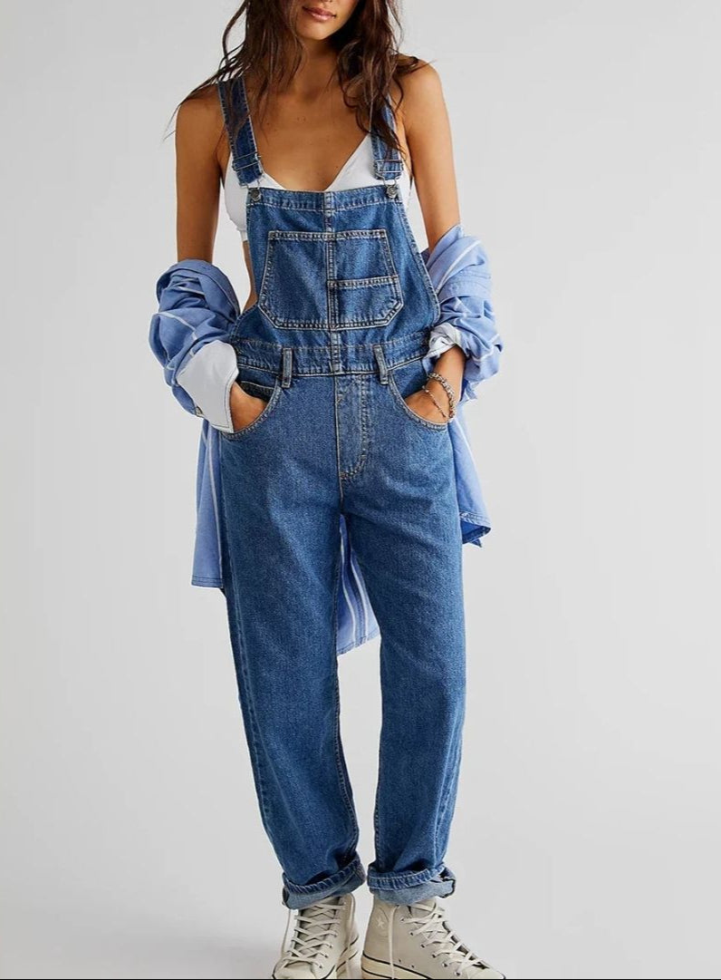 Denimoveraller - Casual - Ärmlösa - Denimoveraller - Denimoveraller för damer-Mira Lina