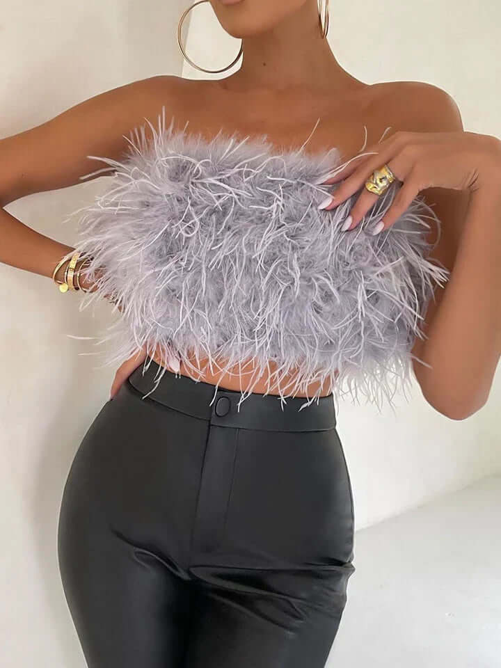 Dunalternativtopp - Bandeau - Party - Axelbandslös topp - Crop Top-Mira Lina