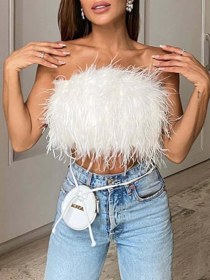 Dunalternativtopp - Bandeau - Party - Axelbandslös topp - Crop Top-Mira Lina