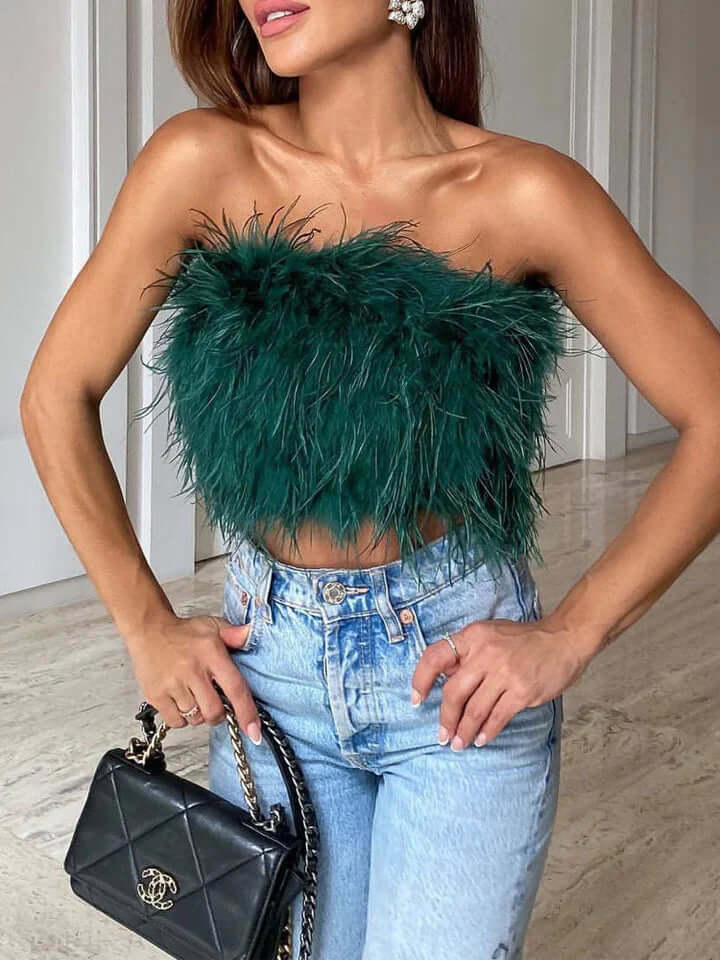 Dunalternativtopp - Bandeau - Party - Axelbandslös topp - Crop Top-Mira Lina