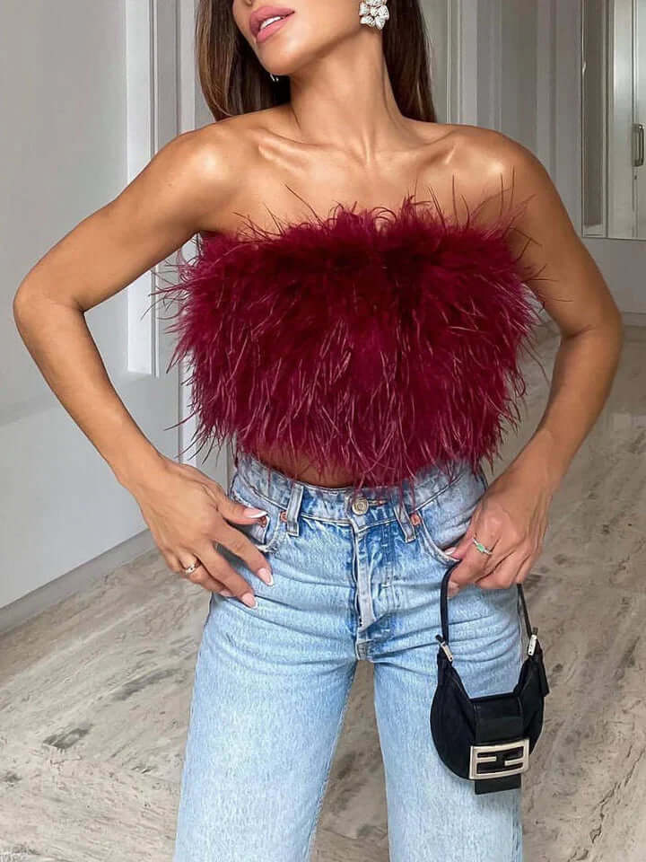 Dunalternativtopp - Bandeau - Party - Axelbandslös topp - Crop Top-Mira Lina