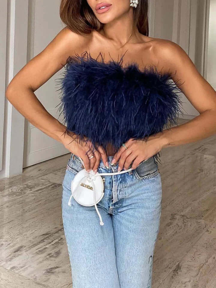 Dunalternativtopp - Bandeau - Party - Axelbandslös topp - Crop Top-Mira Lina