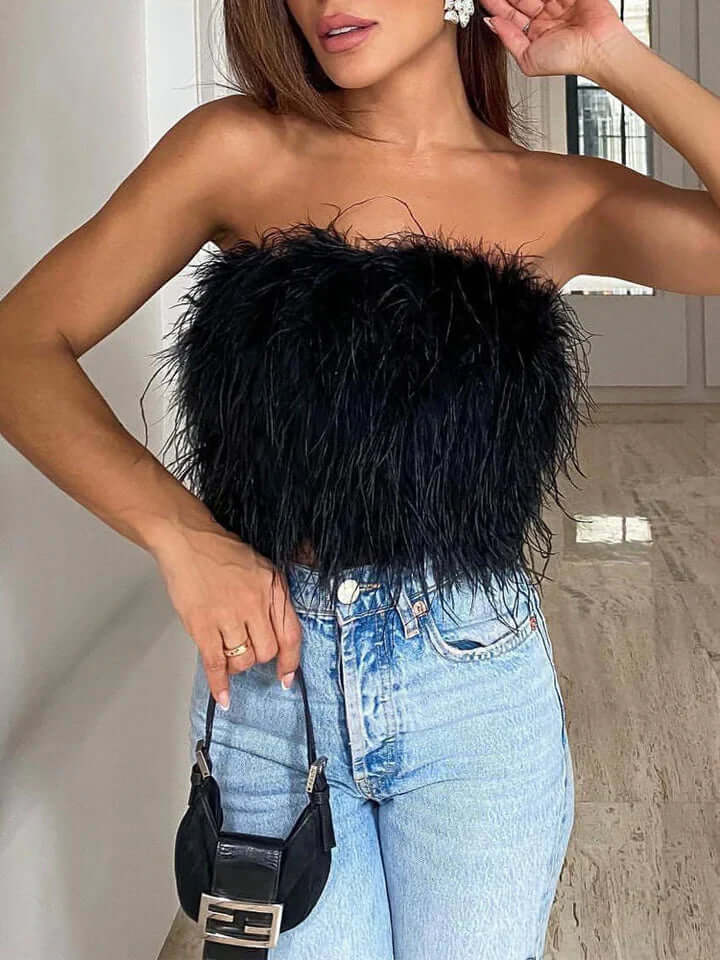 Dunalternativtopp - Bandeau - Party - Axelbandslös topp - Crop Top-Mira Lina
