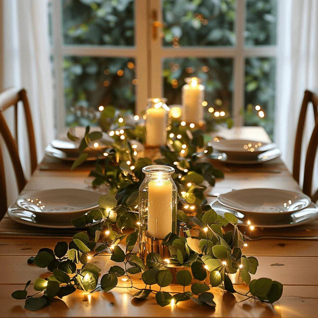 Eukalyptuskrans | Konstgjord | LED | Konstgjort julgransgrönska | Grönskande krans-Mira Lina