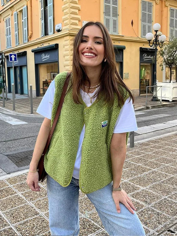 Fleece Gilet - Ärmlös - Loose Fit - Bodywarmer - Fleece Vest Jacka Dam-Mira Lina