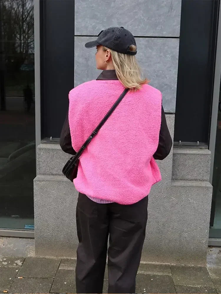 Fleece Gilet - Ärmlös - Loose Fit - Bodywarmer - Fleece Vest Jacka Dam-Mira Lina