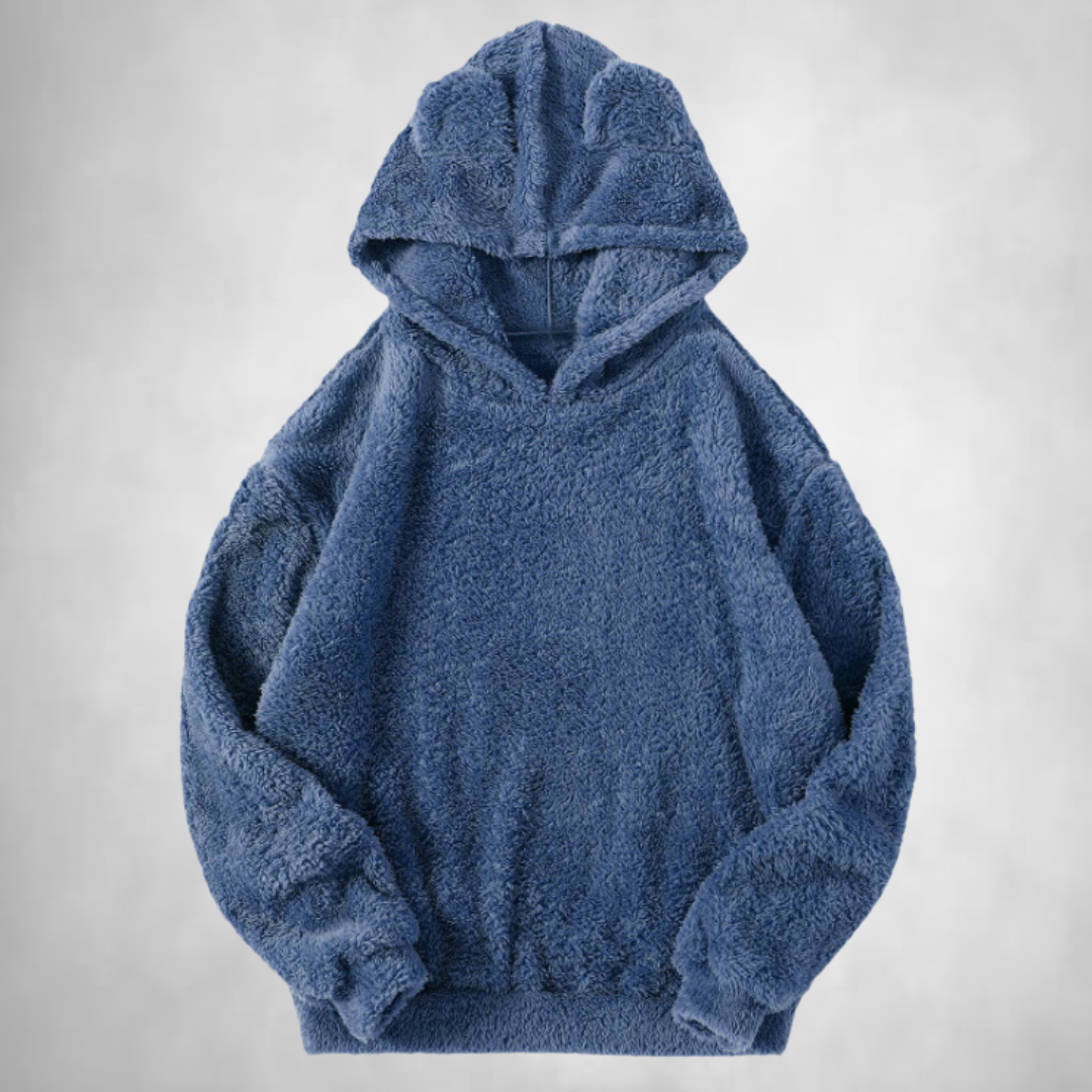 Fleecetröja - Björnöra - Varm - Pullover Hoodie - Hoodie för kvinnor-Mira Lina