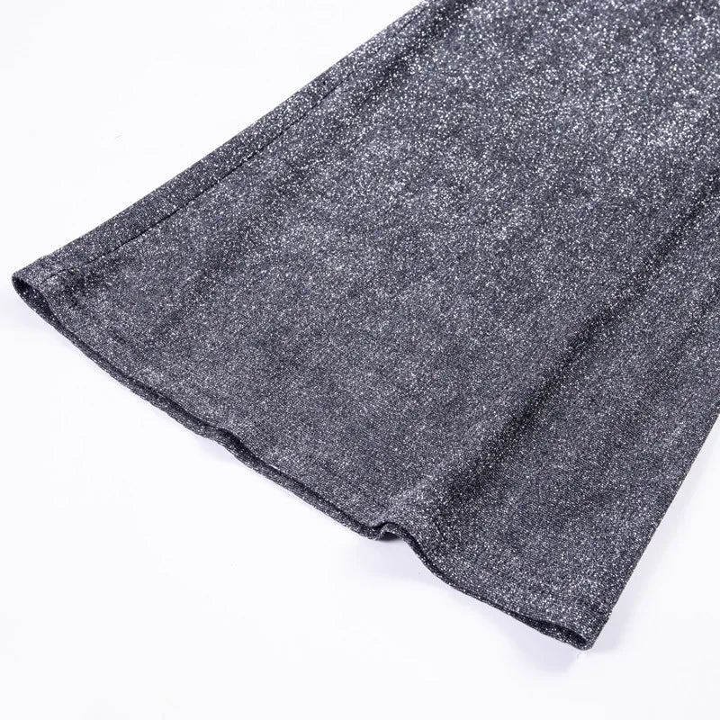 Glitterbyxor – Dambyxor med hög midja och vida ben-Mira Lina