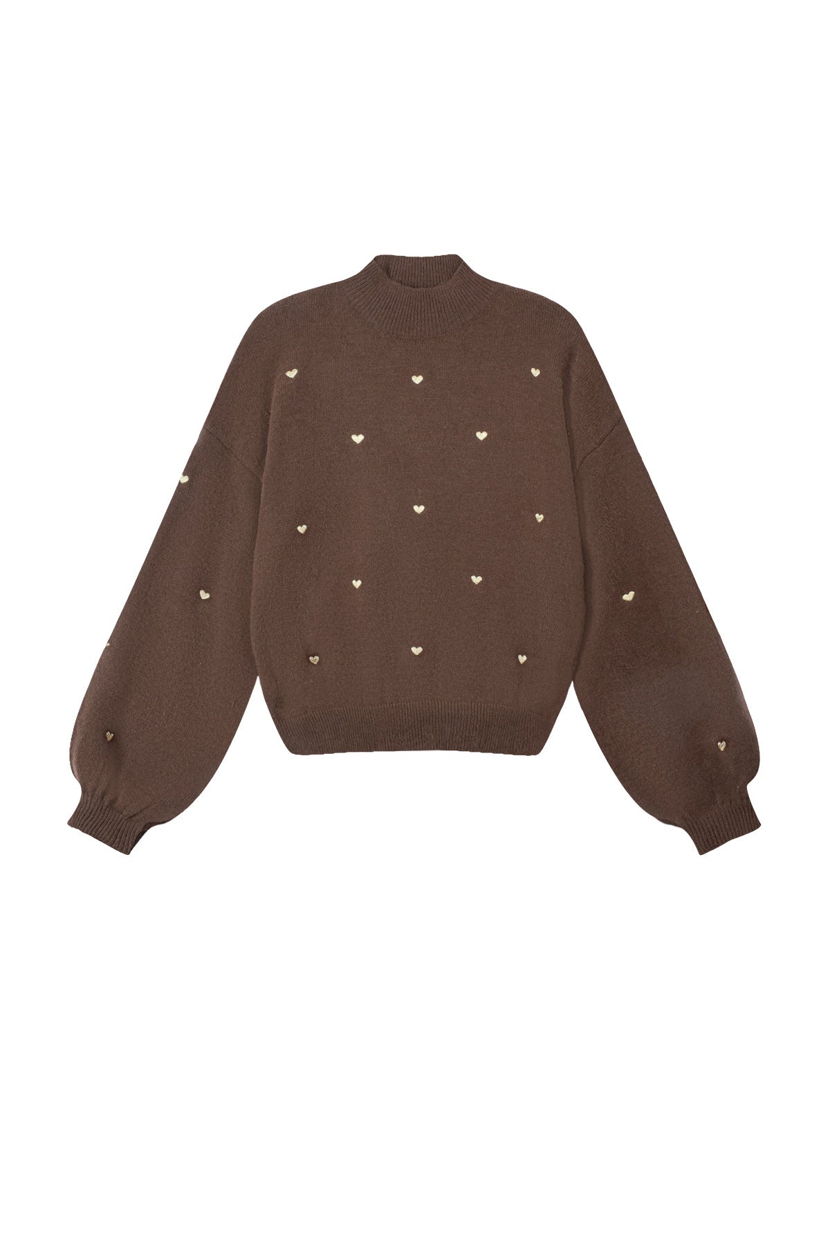 Hjärtat-tröja – Löst sittande – Hög hals – Stickad tröja – Stickade plagg för damer-Mira Lina