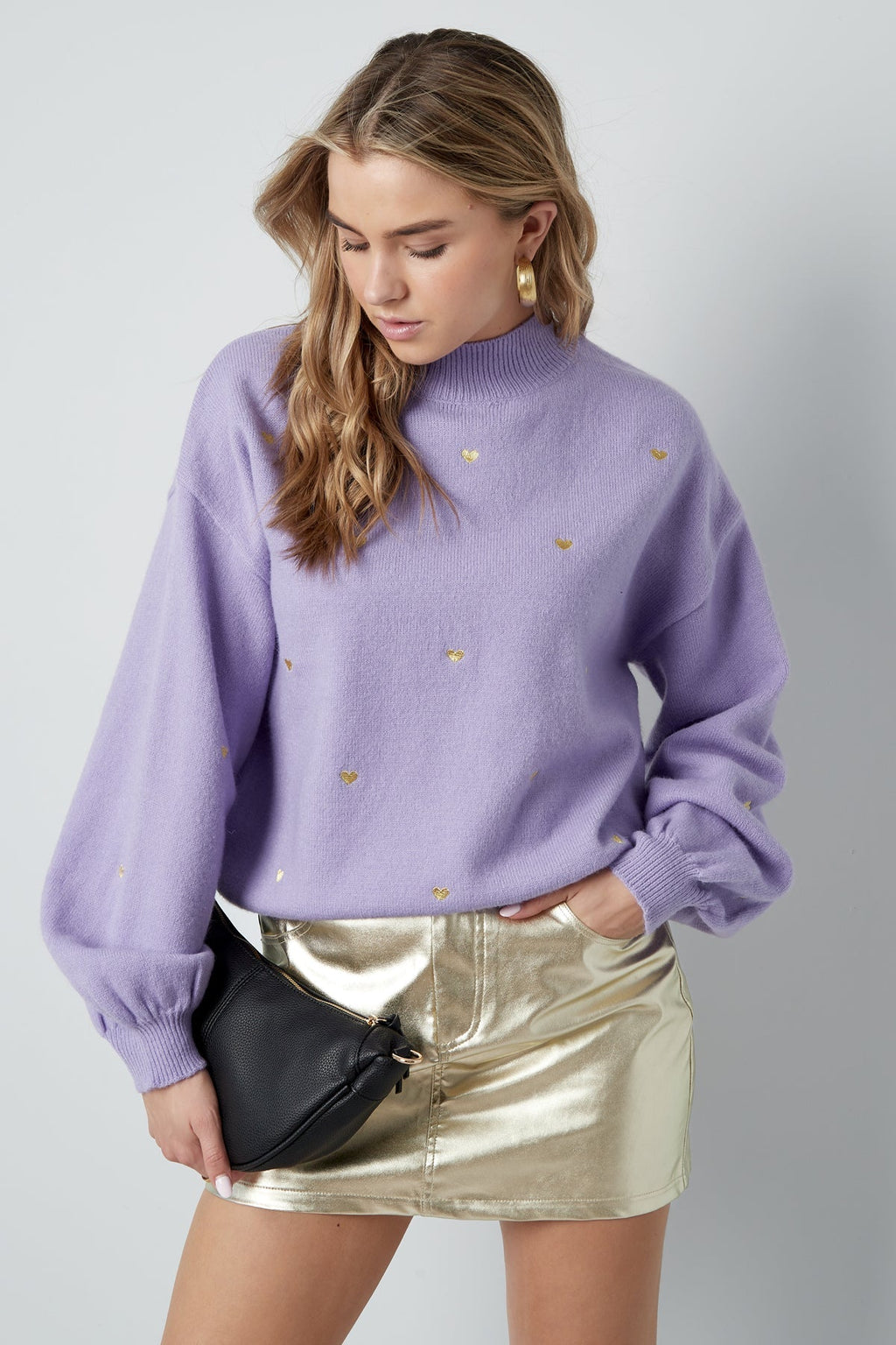 Hjärtat-tröja – Löst sittande – Hög hals – Stickad tröja – Stickade plagg för damer-Mira Lina