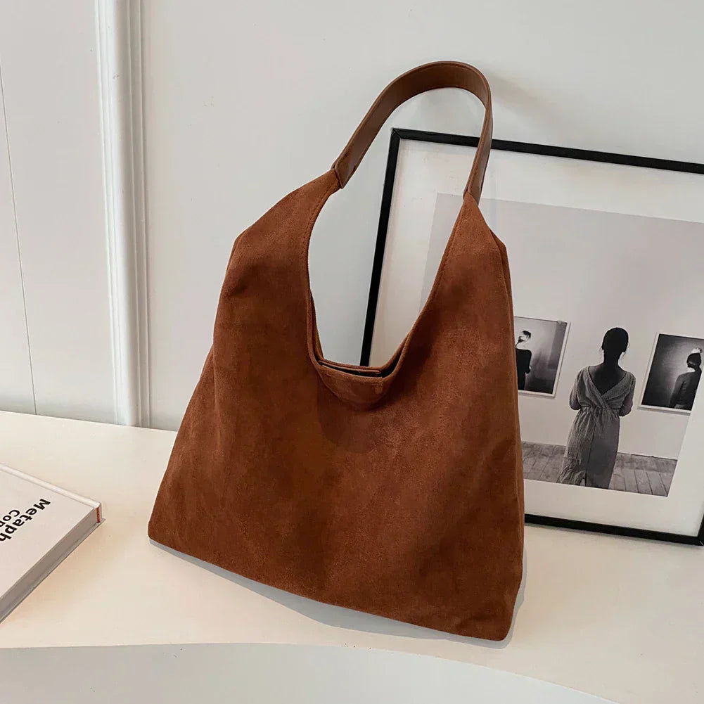 Hobo-väska | Stor | Mocka | Toteväska | Axelväska-Mira Lina