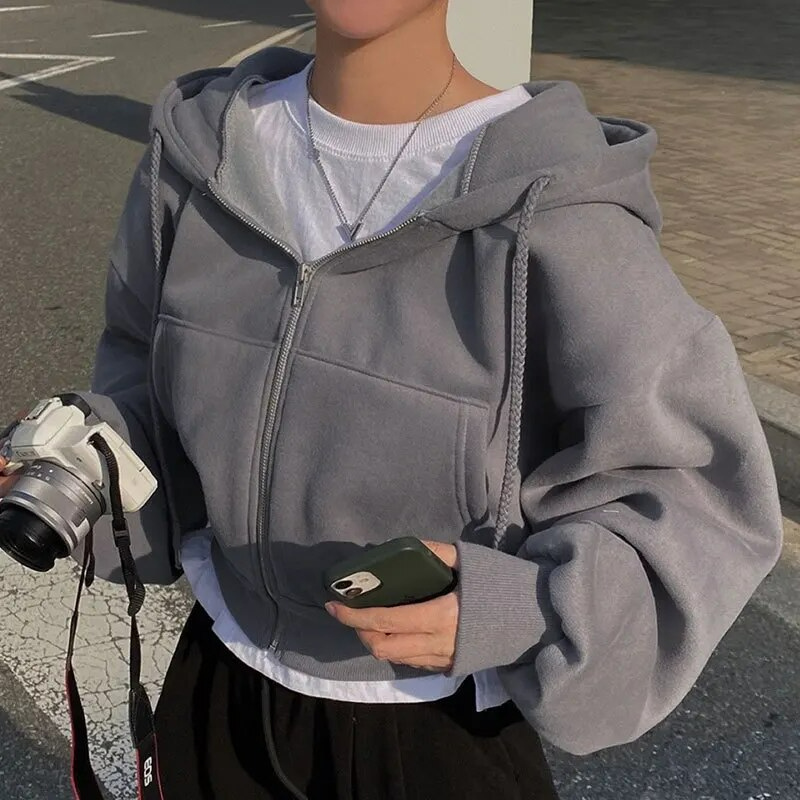 Huvtröja för damer | Bekväm | Oversized | Huvtröja med dragkedja | Huvtröjor med dragkedja för damer-Mira Lina