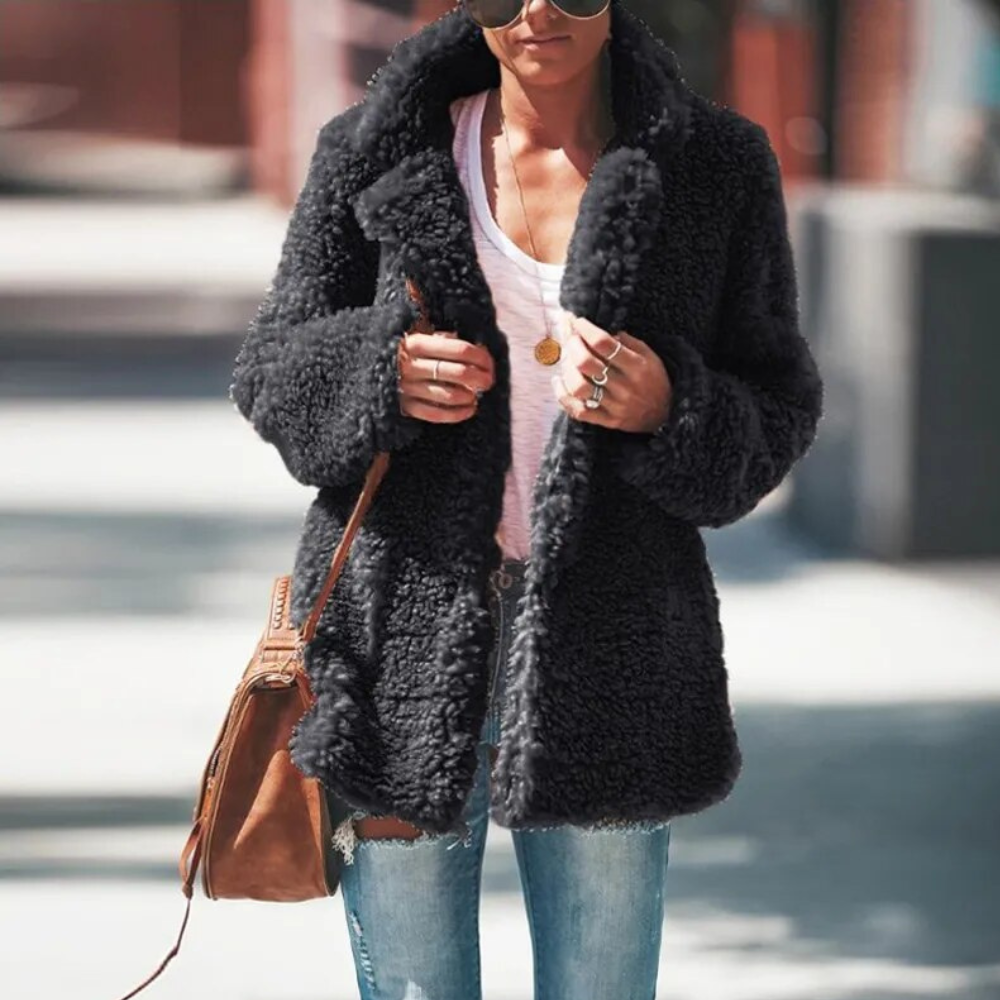 Irena Fusklångluggigt tygrock | Fuffy damjacka för höst och vinter-Mira Lina